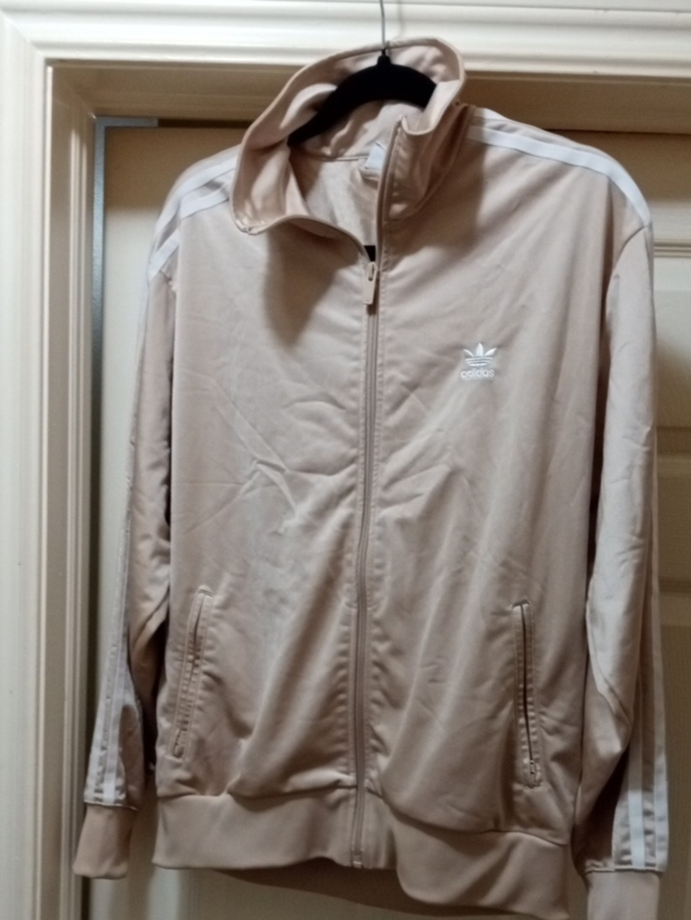 adidas Beige GoldyTrack Jacket with White Stripes